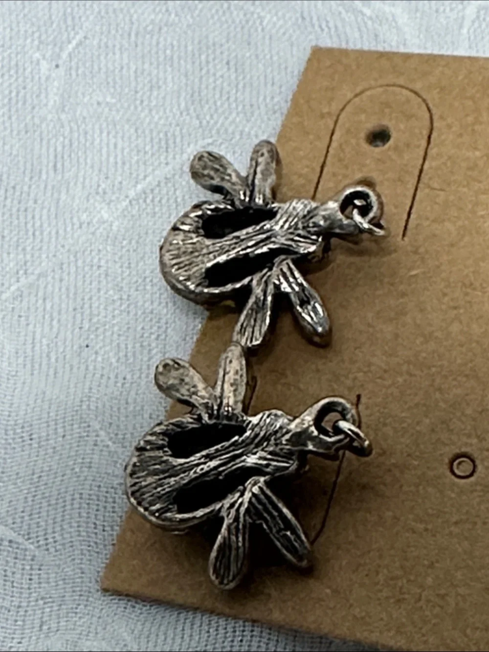 Bee Charm Dangle Earrings - Yellow and Silver Tone - Picture 2 of 4